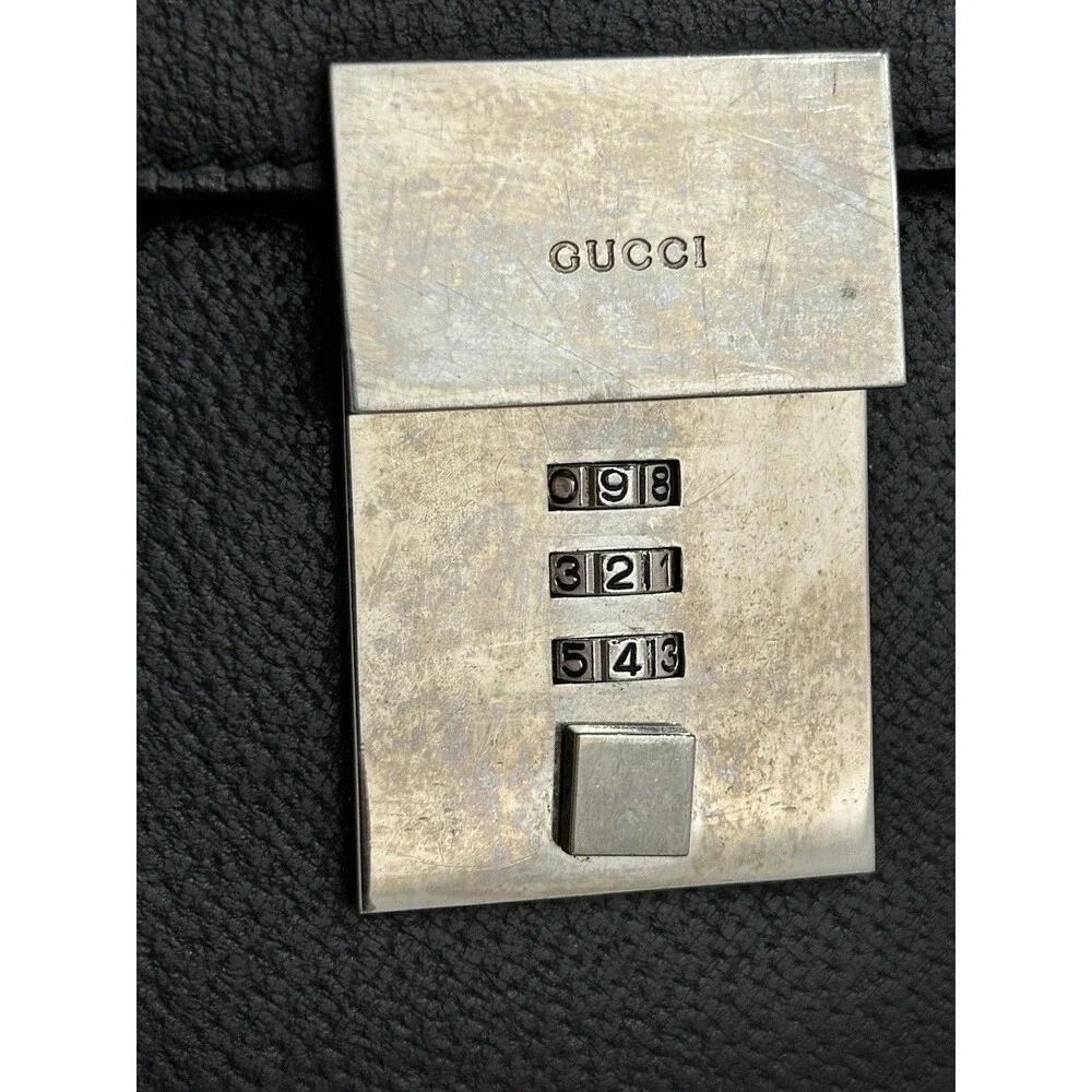Gucci Pebbled Calfskin Executive Briefcase Silver Lock Near Mint Vintage